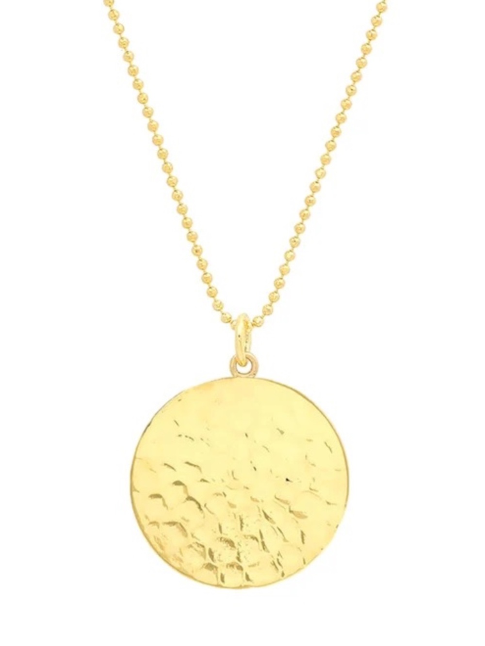 Jennifer Meyer 18K Gold Hammered Disc Pendant Necklace